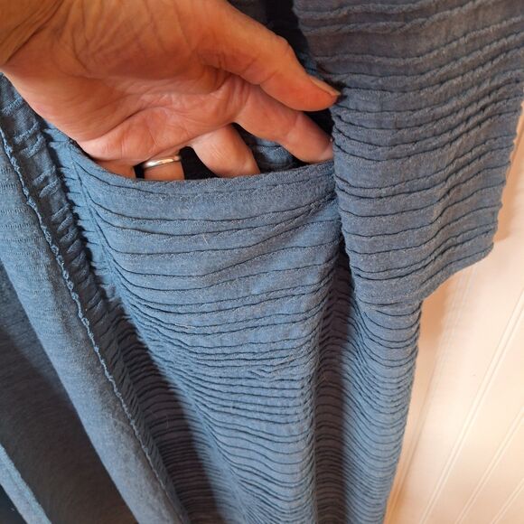 LuLaRoe Open Front Long Cardigan‎ Duster Womens XL Blue Textured Pockets Comfort - Picture 4 of 8